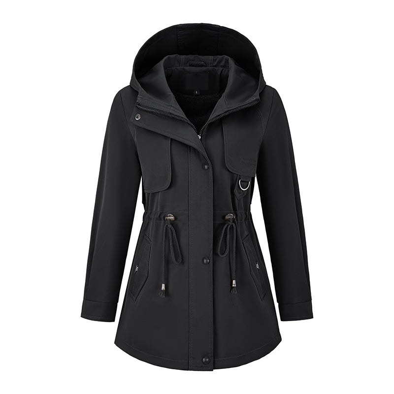 Women's Casual Warm Mid-Length Hooded Jacket