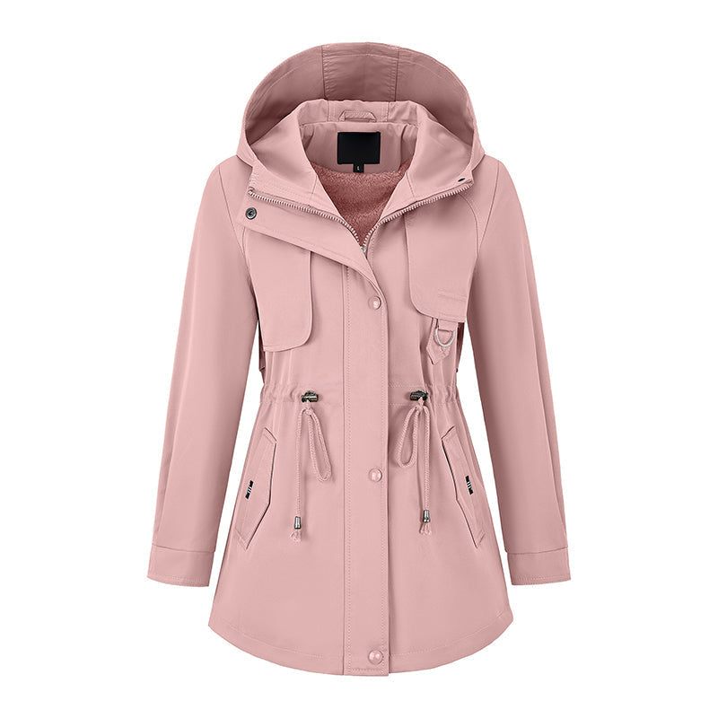 Women's Casual Warm Mid-Length Hooded Jacket