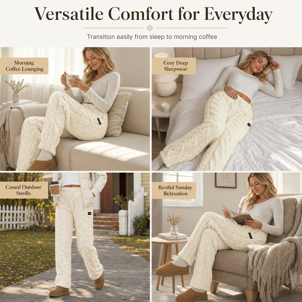 ☁️ Plush Warmth, Flattering Straight Fit | Women's Thermal Lounge Pants