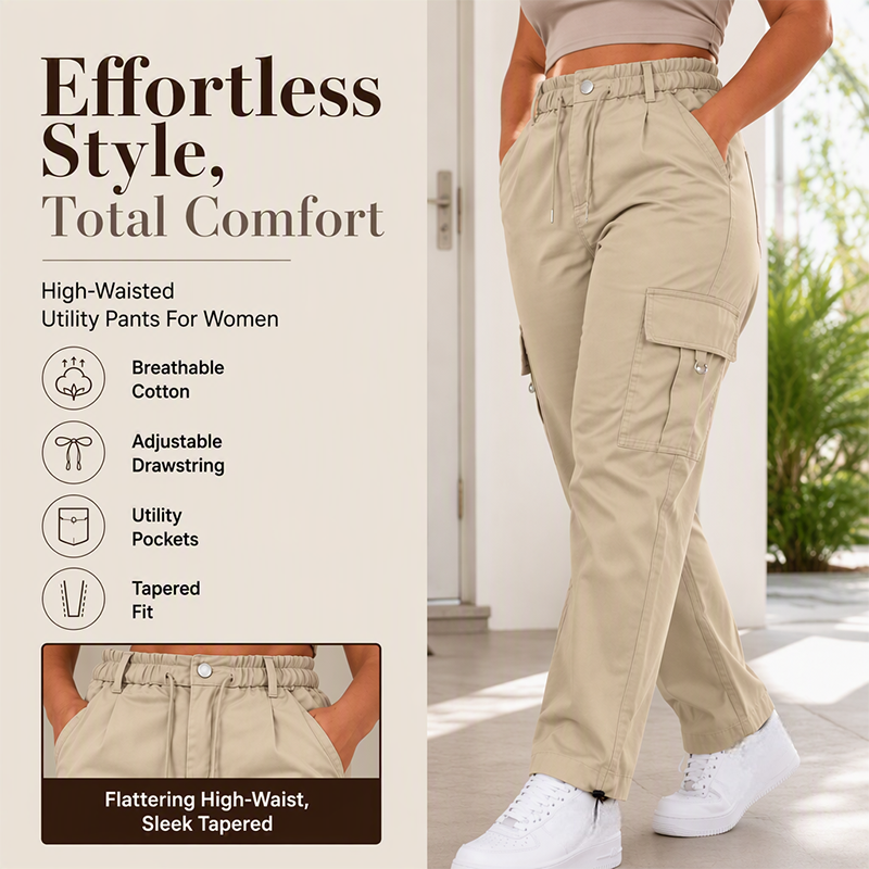 Women's Casual High-Waisted Cargo Pants