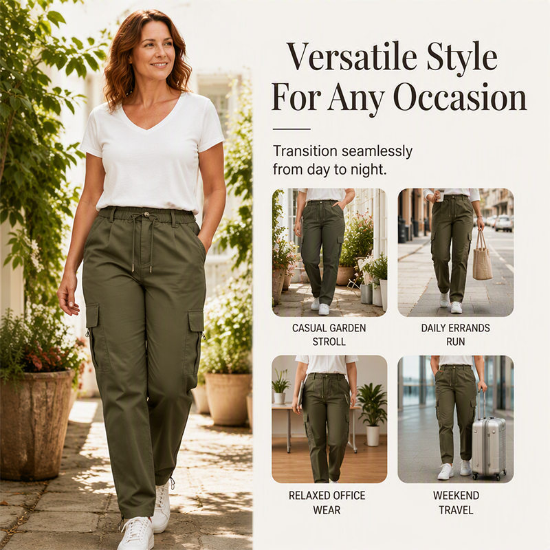 Women's Casual High-Waisted Cargo Pants