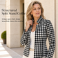 Houndstooth Open Front with Split Stand Collar and Slim Fit Design