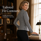 Houndstooth Open Front with Split Stand Collar and Slim Fit Design