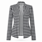 Houndstooth Open Front with Split Stand Collar and Slim Fit Design