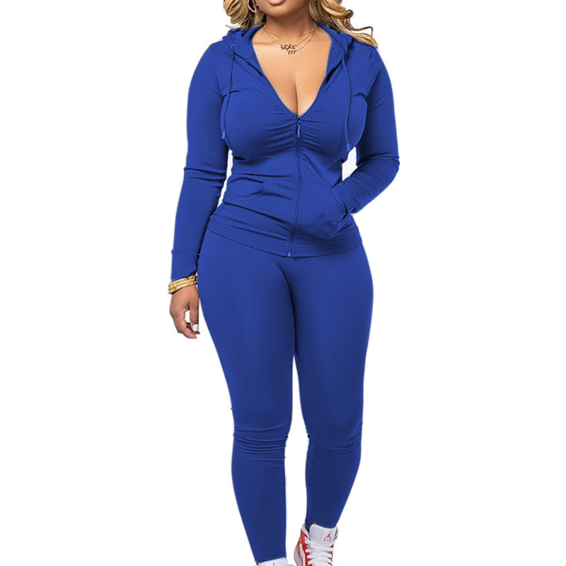 ✨ Sculpted Waist, Easy Stretch | Women's Hooded Wide-Leg 2-Piece Set