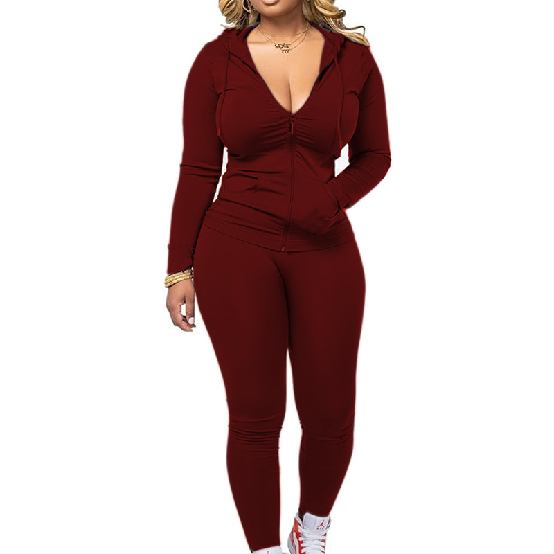✨ Sculpted Waist, Easy Stretch | Women's Hooded Wide-Leg 2-Piece Set
