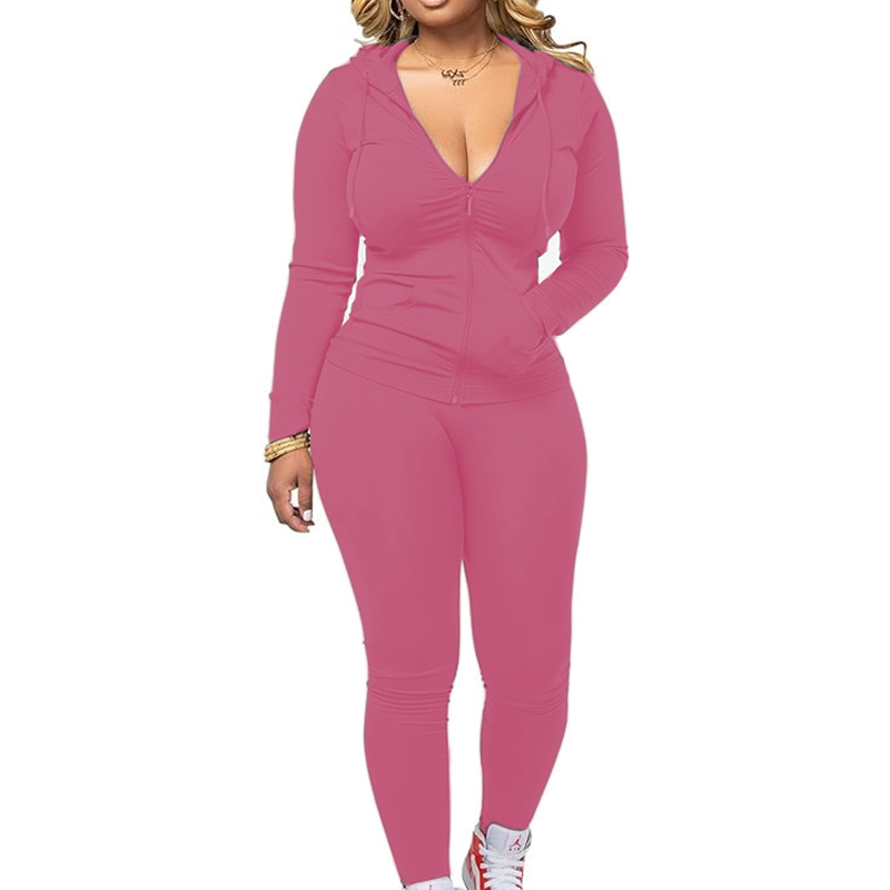 ✨ Sculpted Waist, Easy Stretch | Women's Hooded Wide-Leg 2-Piece Set