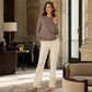 Women's Elegant Ribbed Knit Top with Metal Buckle