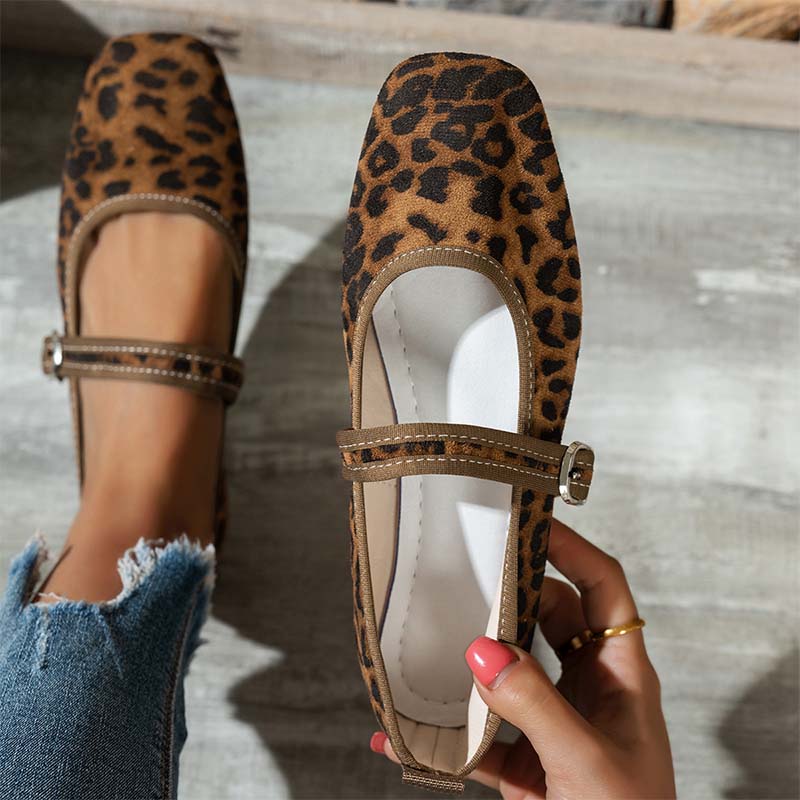 Comfortable PU Suede-Look Ballet Flats with Strap