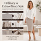 Women's Long Sleeve V-Neck Top & Ribbed Skirt Set