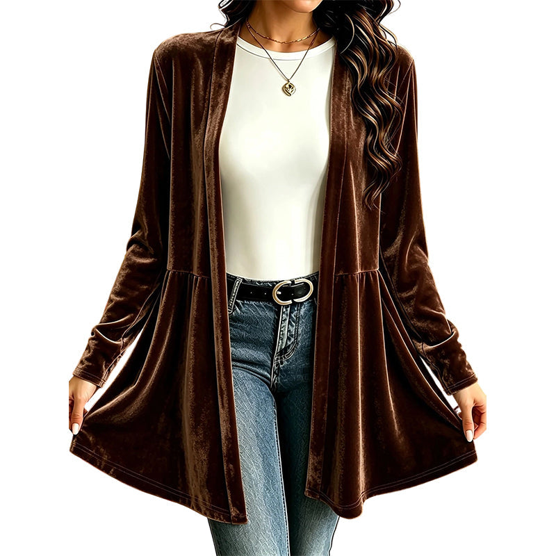 Women's Velvet Open Front Cardigan