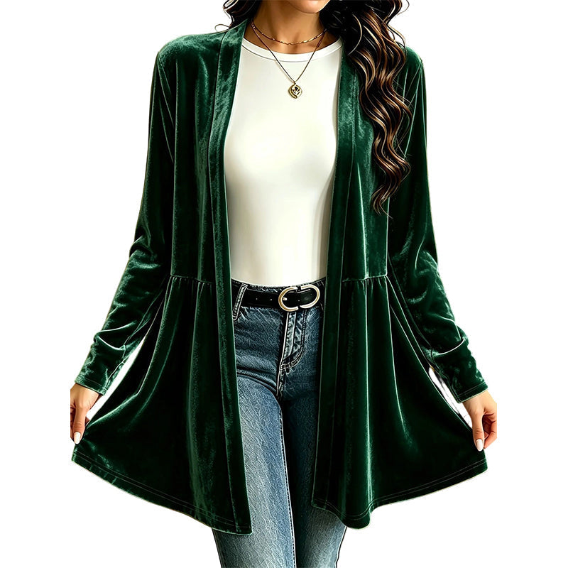 Women's Velvet Open Front Cardigan