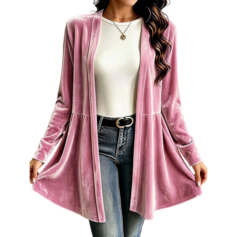 Women's Velvet Open Front Cardigan