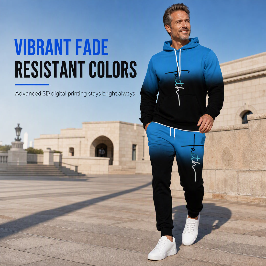 🔥 Bold 3D Print, Complete Streetwear Look | Men's Hooded 2-Piece Tracksuit