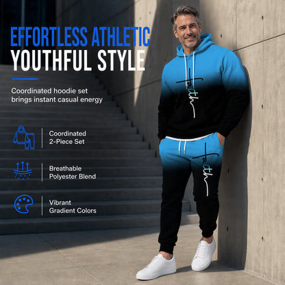 🔥 Bold 3D Print, Complete Streetwear Look | Men's Hooded 2-Piece Tracksuit