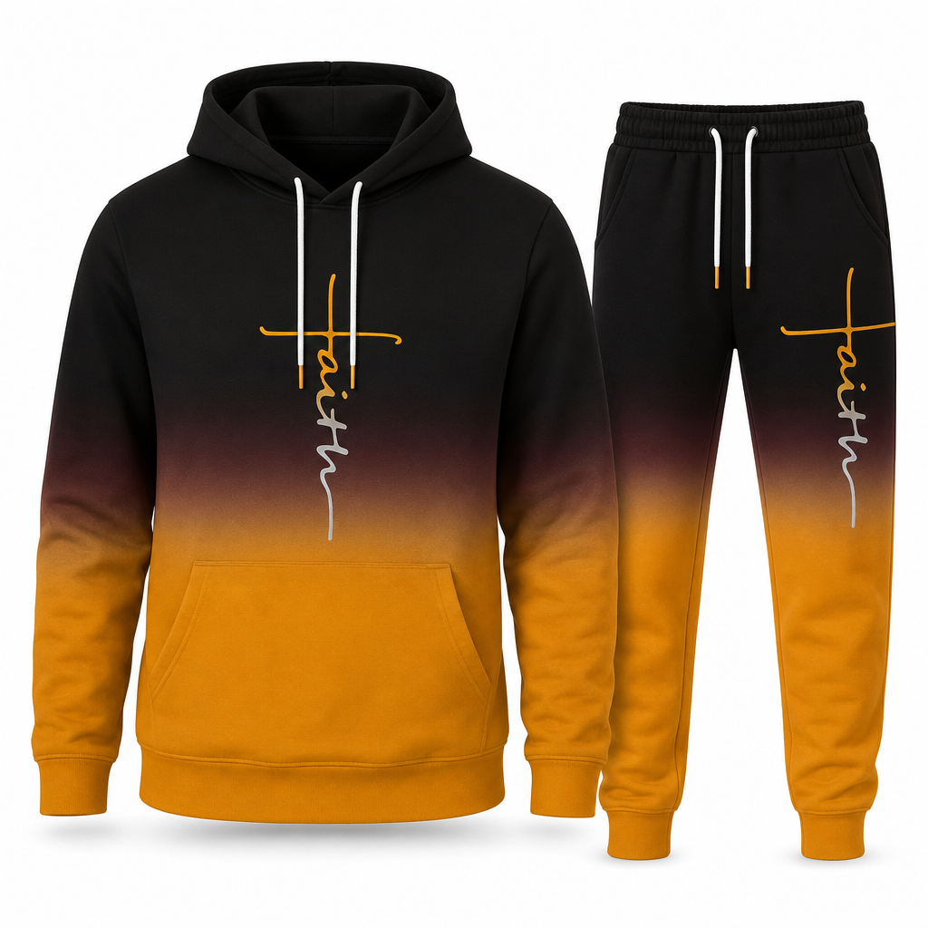 🔥 Bold 3D Print, Complete Streetwear Look | Men's Hooded 2-Piece Tracksuit