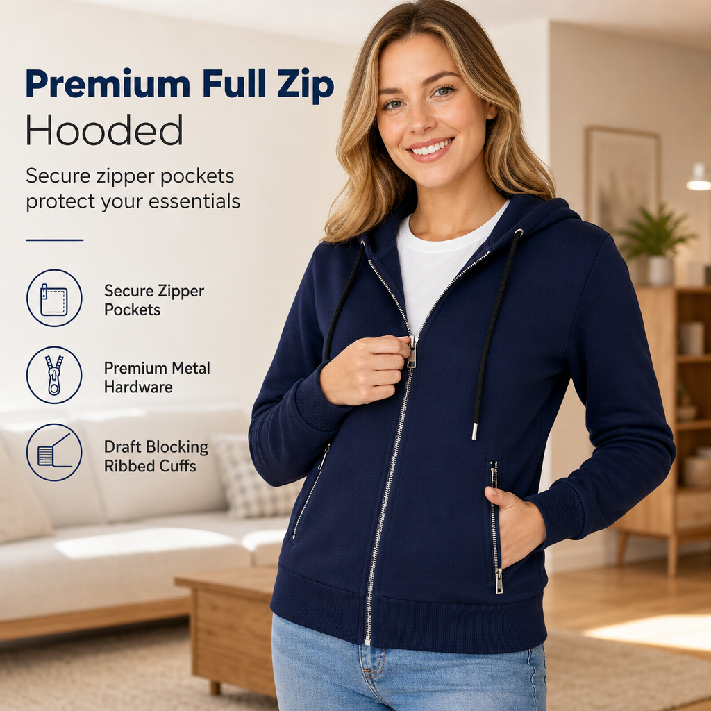 🔐 Secure Zip Pockets, Easy Full-Zip Style | Women's Hooded Knit Jacket