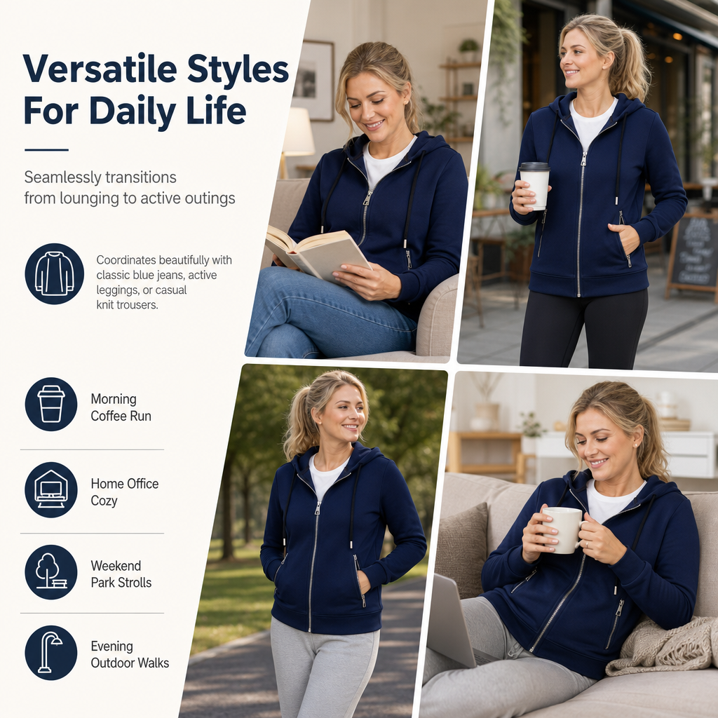 🔐 Secure Zip Pockets, Easy Full-Zip Style | Women's Hooded Knit Jacket