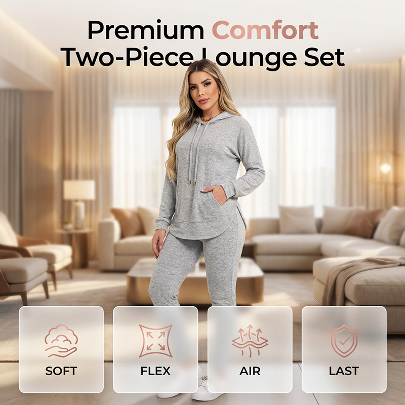 ☁️ Cozy Matching Style, Easy Everyday Fit | Women's Hooded 2-Piece Set