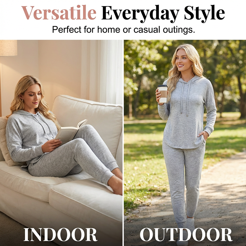☁️ Cozy Matching Style, Easy Everyday Fit | Women's Hooded 2-Piece Set