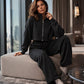 Women's Crop Zipper Top & Wide-Leg Pants Set