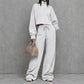 Women's Crop Zipper Top & Wide-Leg Pants Set