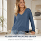 Women's V-Neck Loose Long Sleeve Top