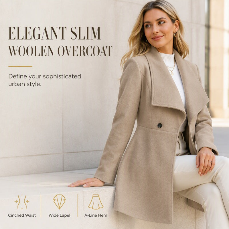 🧥 Sculpted Waist, Elegant Wide Lapels | Women's A-Line Tailored Coat