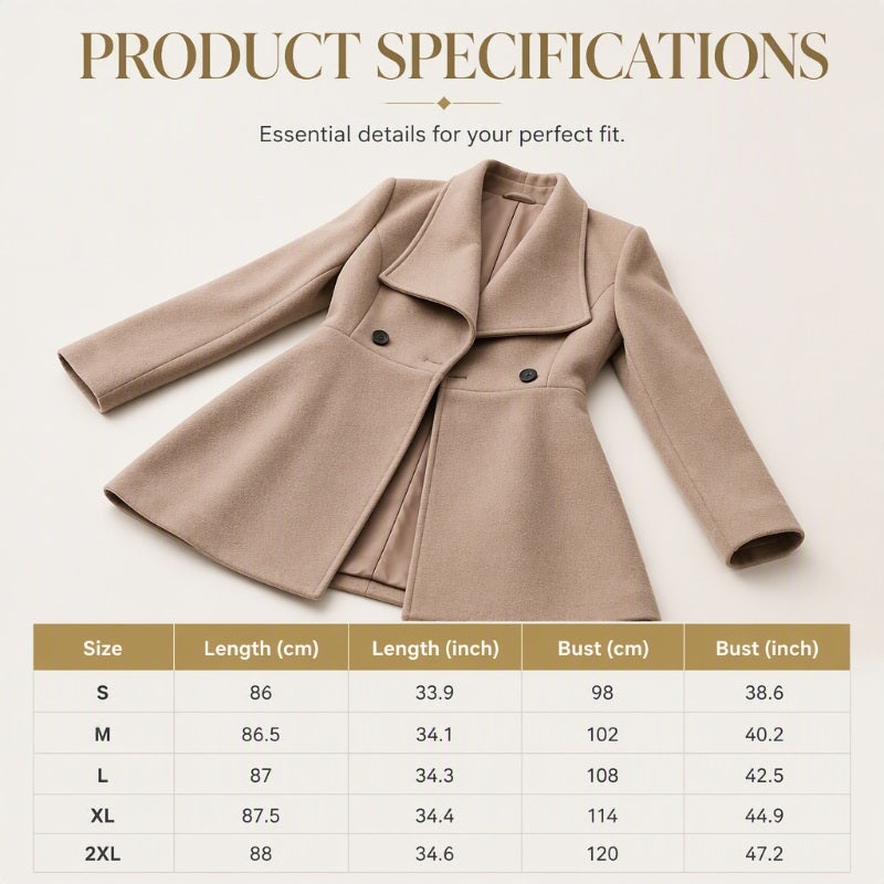 🧥 Sculpted Waist, Elegant Wide Lapels | Women's A-Line Tailored Coat