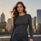 🧶 Ribbed Texture, Easy Everyday Fit | Women's Classic Crew-Neck Knit Top