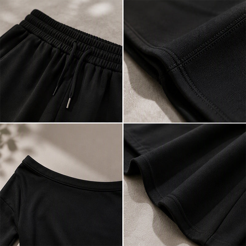Women's Casual Off-Shoulder Top & Wide-Leg Pants Set