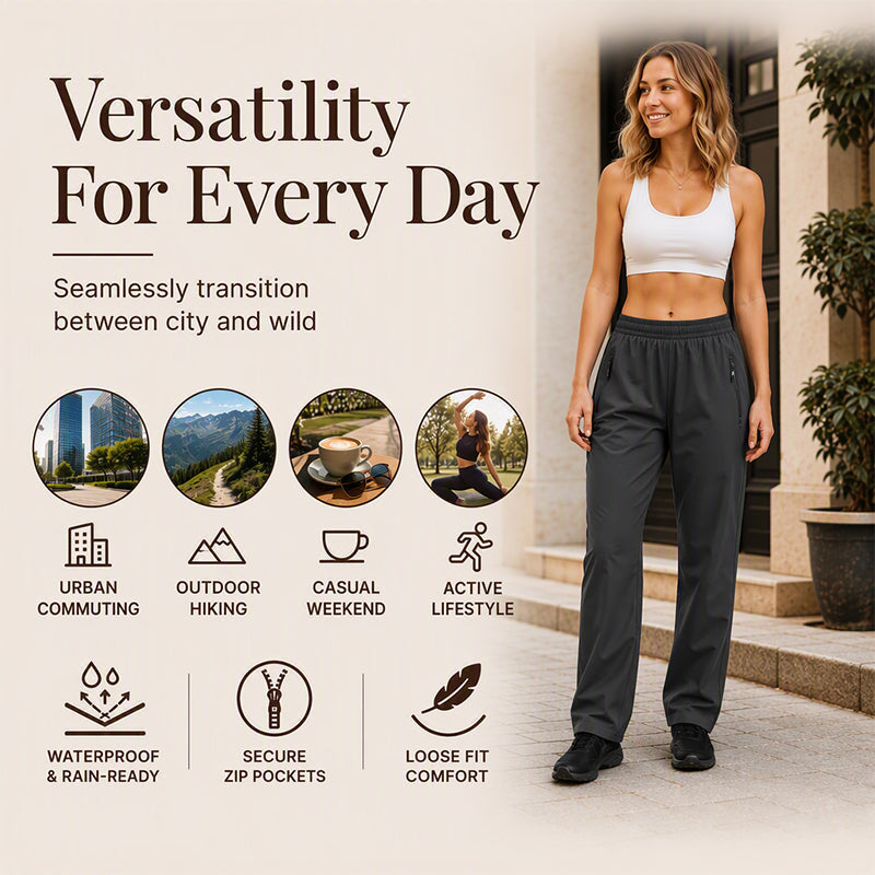 Women's Outdoor Waterproof Pants with Zipper Pockets