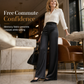 Elegant Satin High Waisted Wide Leg Pants with Asymmetrical Waist