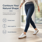 Women's High-Rise Pull-On Slim Fit Dark Wash Denim Jeans with Wide Elastic Waistband