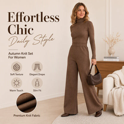 🌸Hot Sale 50% OFF💖Women's Turtleneck Knit Top and Wide-Leg Pants Set