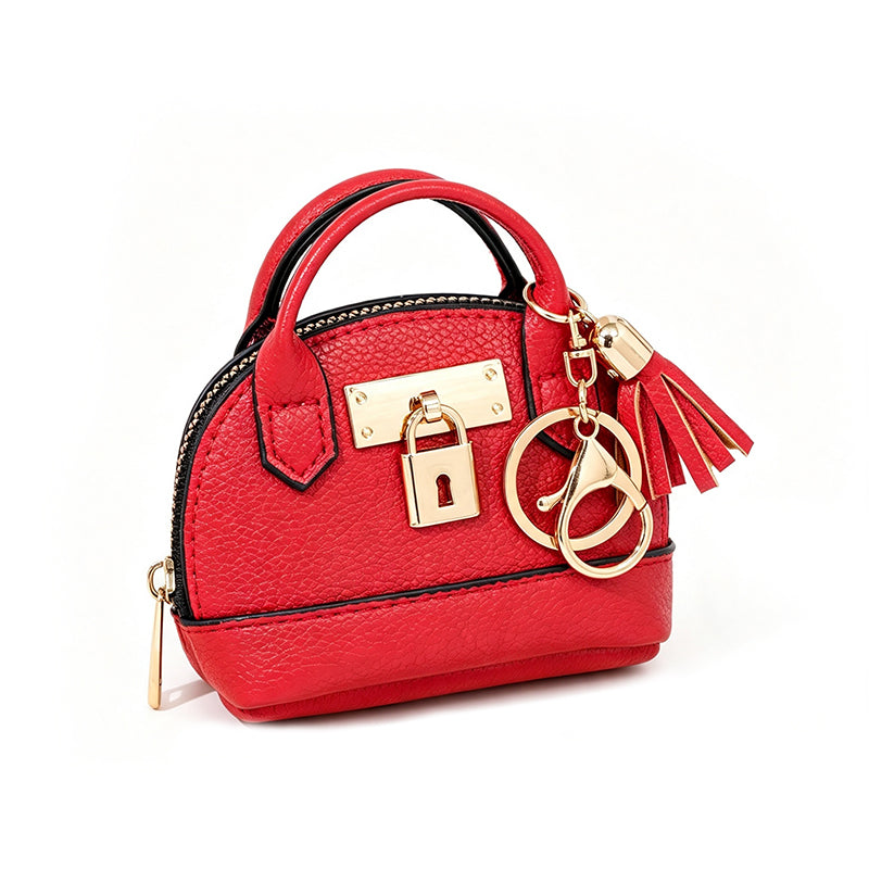 Mini Shell Bag Keychain PU Leather Lipstick Coin Purse