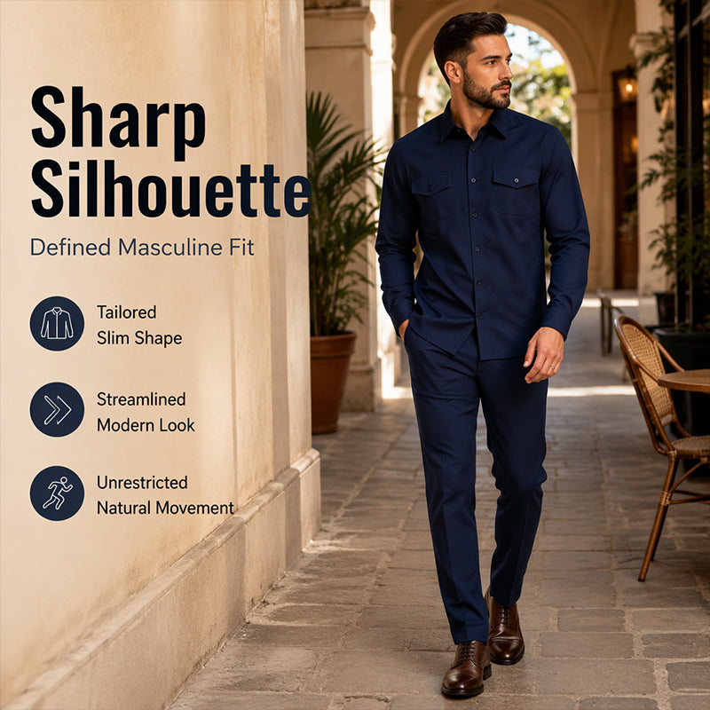 🎯 One Set, Instantly Put-Together | Men's Shirt & Pants 2-Piece Set