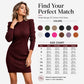 Women's Crew Neck Ribbed Knit Bodycon Dress