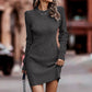 Women's Crew Neck Ribbed Knit Bodycon Dress