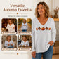 Women's Pumpkin Print V-Neck Long Sleeve Top