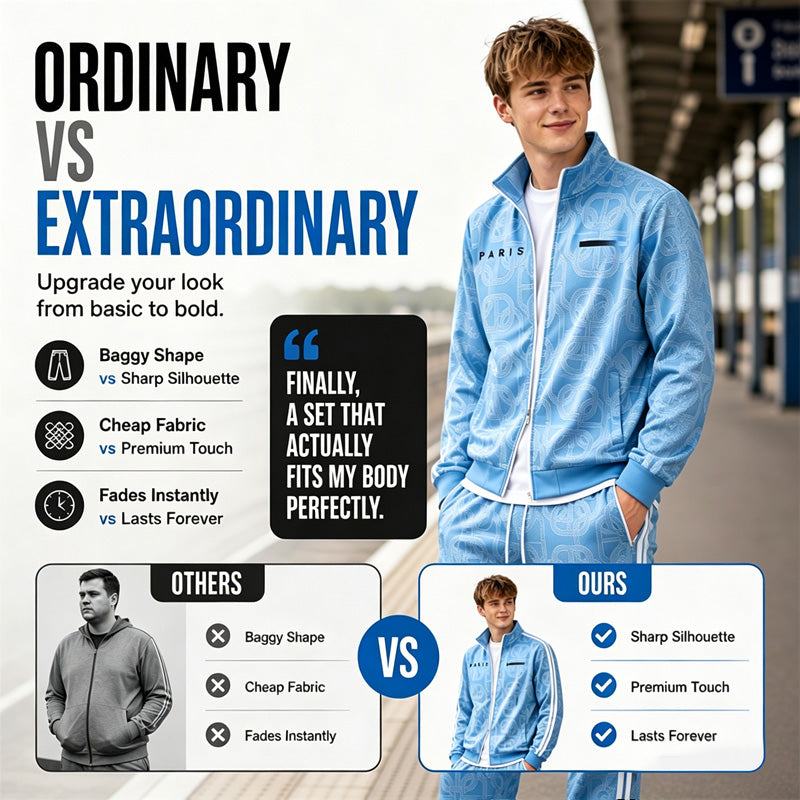 ✨Men's Geometric Print Full-Zip Jacket & Pants Set