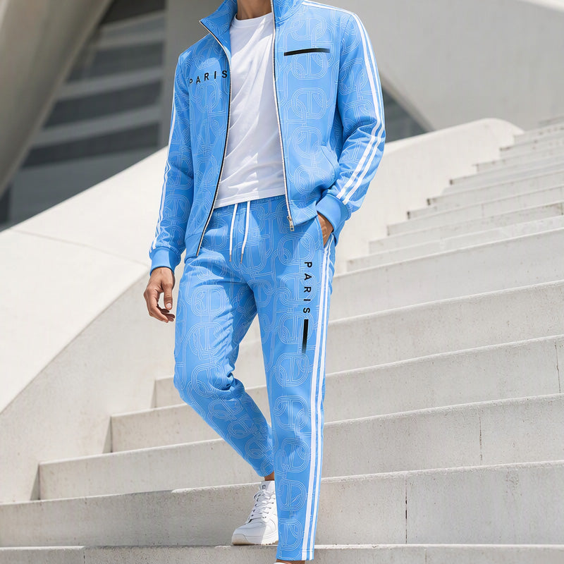 ✨Men's Geometric Print Full-Zip Jacket & Pants Set