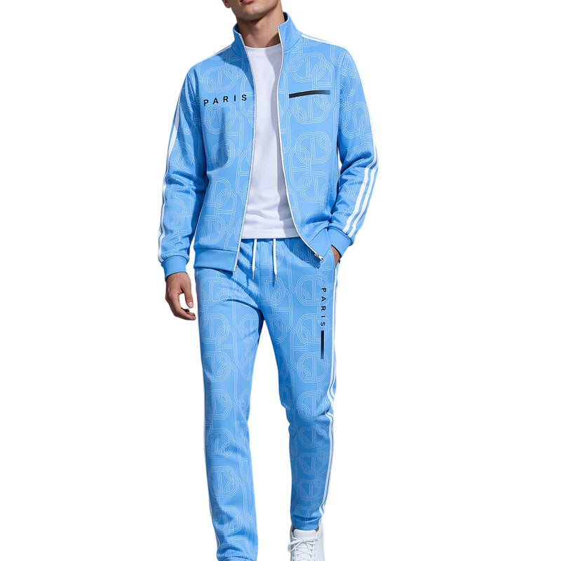 ✨Men's Geometric Print Full-Zip Jacket & Pants Set