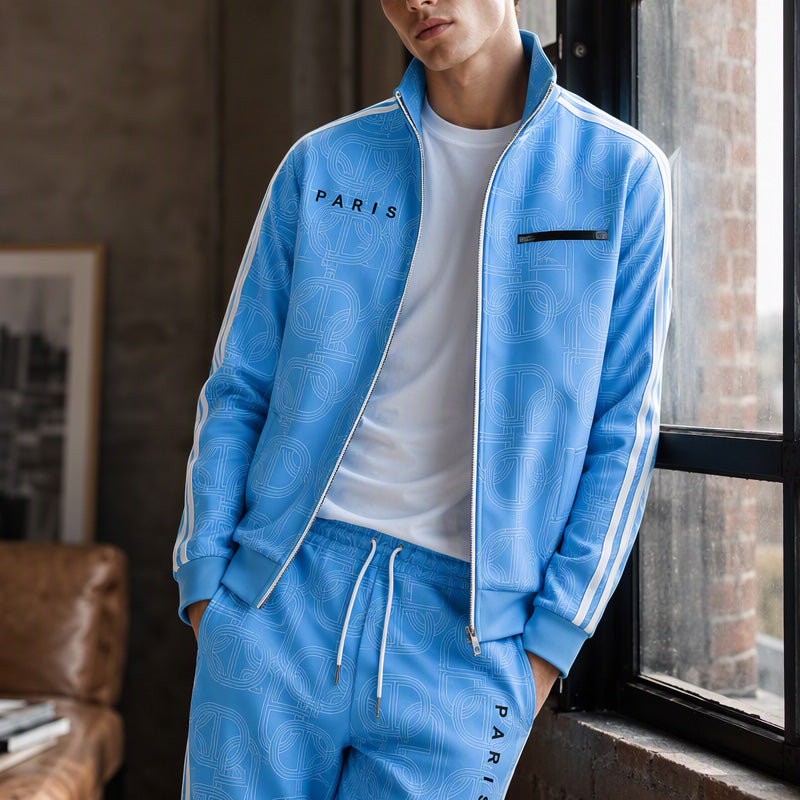 ✨Men's Geometric Print Full-Zip Jacket & Pants Set