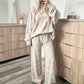 Women's Striped Mock Neck Top & Wide-Leg Pants Set