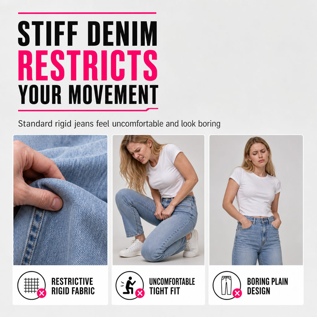 Women's Distressed Ripped Straight Leg Denim Jeans