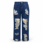 Women's Distressed Ripped Straight Leg Denim Jeans