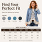 Women's Notch Lapel Denim Jacket with Lace Hem