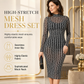 Women's 2 Piece Dress Set with Long Sleeve Mesh Chain Print Bodycon Midi Dress and Inner Slip Dress