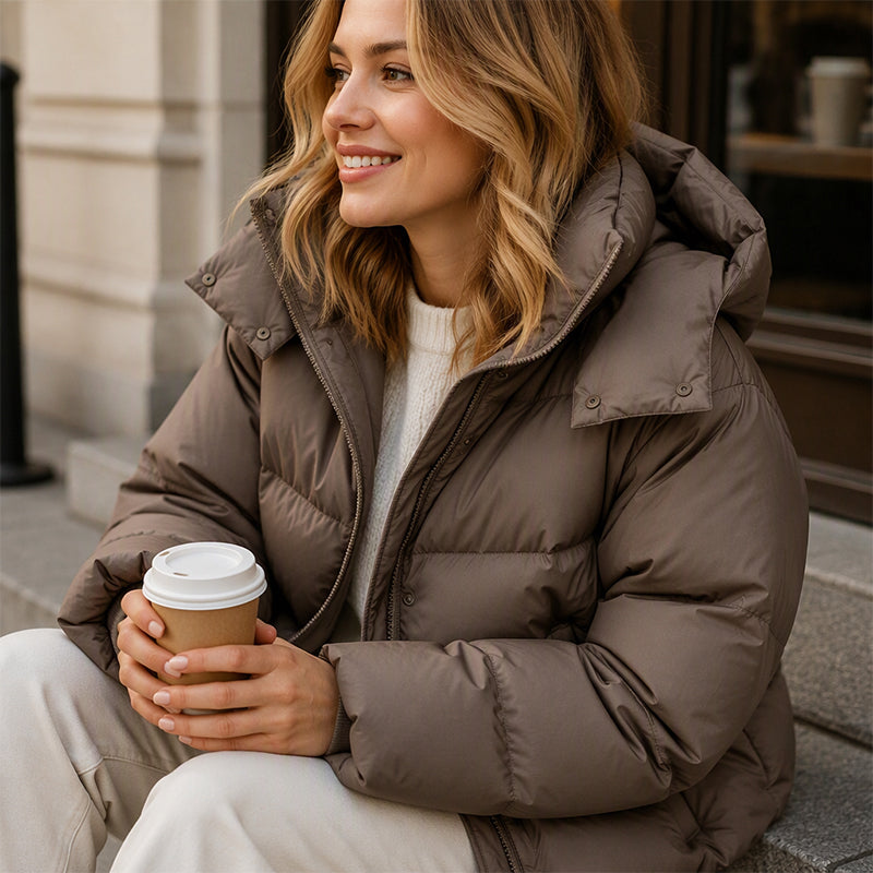 Women's Thick Cropped Hooded Winter Coat